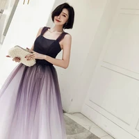 evening dress elegant gradient color purple lace up formal gown sexy spaghetti strap long prom party dresses