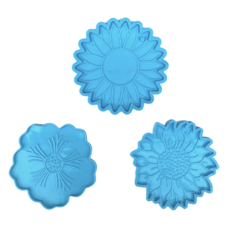 

3 Pcs Flower Coaster Epoxy Resin Mold Cup Mat Silicone Mould DIY Crafts Decorations Casting Tools T84A