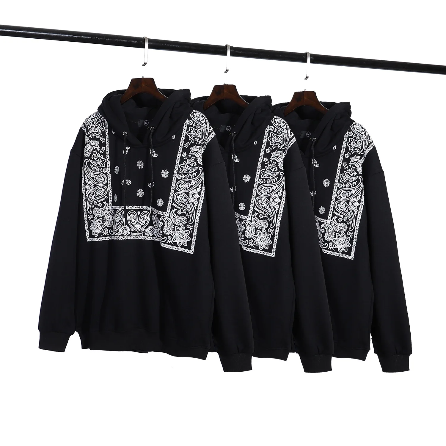 

SEVEYFAN Men's Hoodie Loose Retro Cashew Flower Hooded Sweatshirt Couple High Street Hoodie Jacket