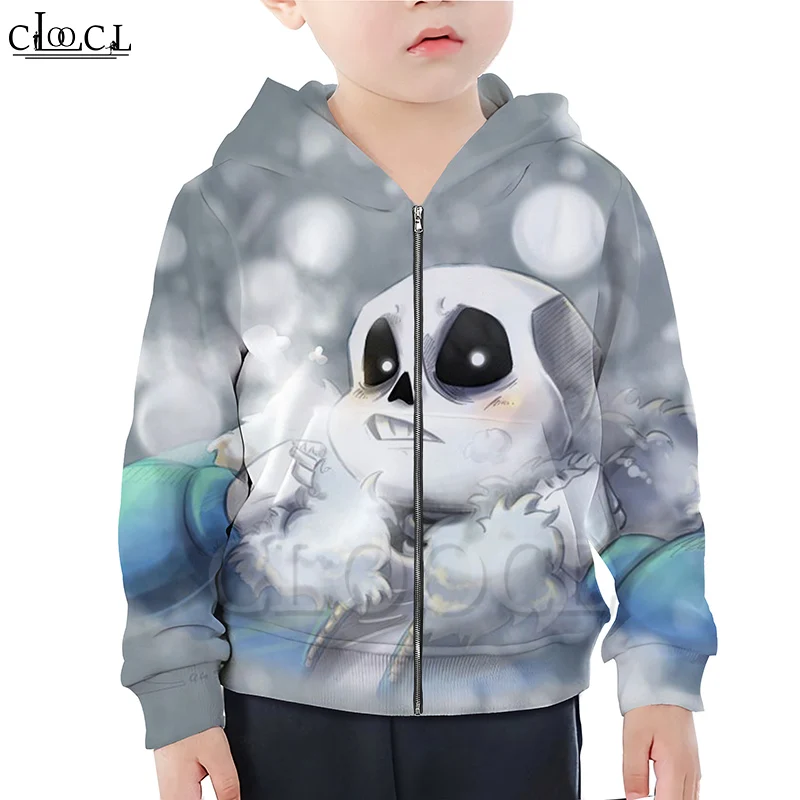 CLOOCL Games Undertale Sans/Милая толстовка с капюшоном на молнии для мальчиков и девочек 3D