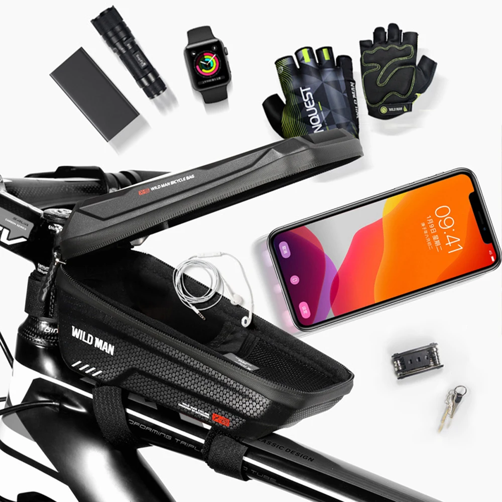 wtuvive water proof bicycle bag frame front tube mtb bicycle bag 6 6 inch phone case touch screen bicycle bag bike accessories free global shipping