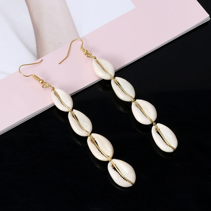 

Bohemian Natural Cowrie Shell Pendant Drop Earrings Beach Jewelry for Women PXPB