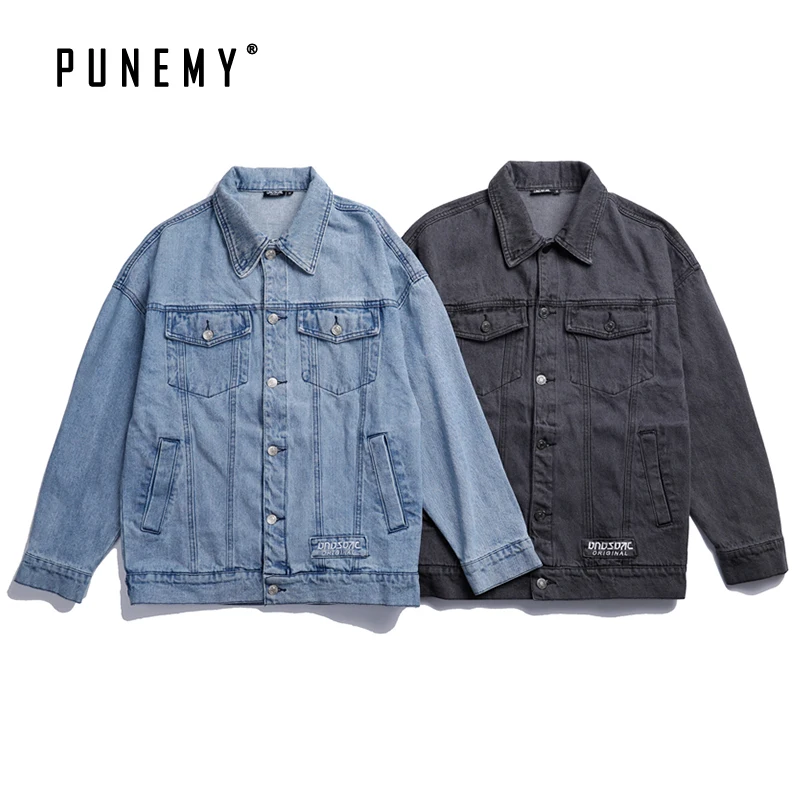 Хип Хоп Уличная Мужская джинсовая куртка винтажная потертая Харадзюку оверсайз