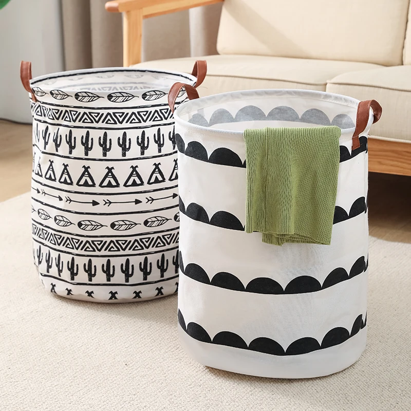 

Круглая складная корзина для белья, декоративный органайзер для хранения, экологически чистые корзины для белья, большие тканевые корзины ...