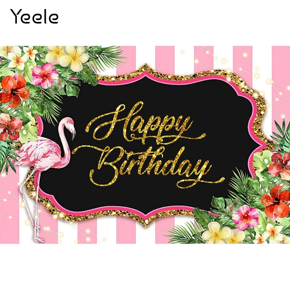 

Yeele Spring Flowers Flamingo Photocall Pink Stripes Birthday Party Photography Backdrop Decoration Backgrounds For Photo Studio