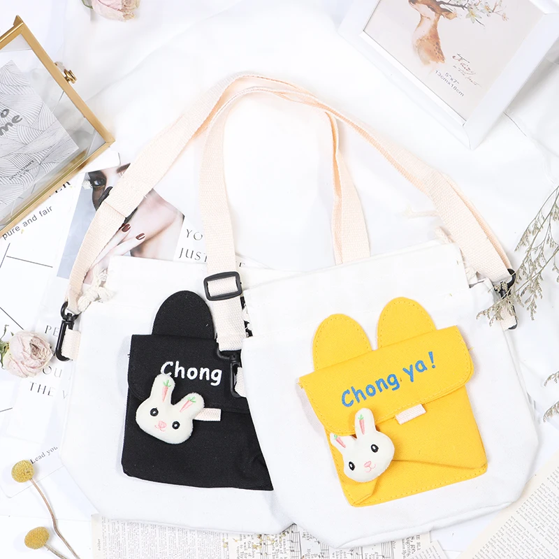

Cartoon Letter Printed Drawstring Students Bag Daily Crossbody Shopping Bags