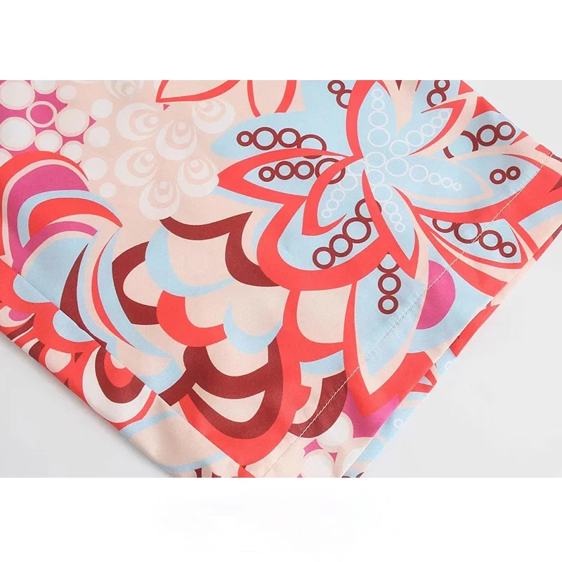 

Women 2021 Chic Fashion With Sashes Totem Print Jumpsuits Vintage Long Sleeve Button-up Female Playsuits Mujer