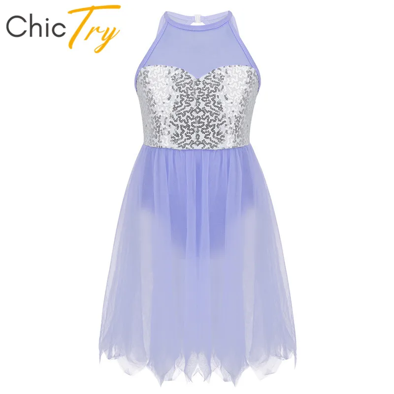 ChicTry/Детское трико без рукавов с блестками для гимнастики Сетчатое платье пачка