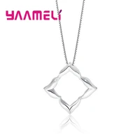 simple concise geometric pendant with box chain woman girl clavicle necklace real pure sterling silver 925 neck ornament jewelry