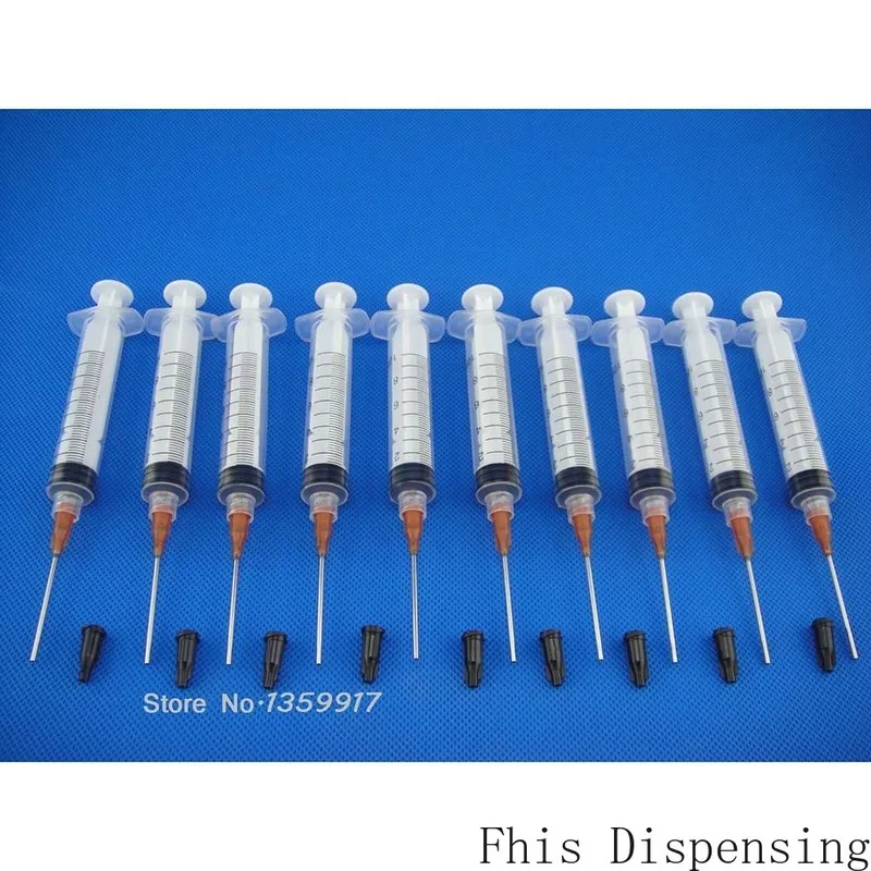 10ml/10cc Luer Lock Syringes with 1.5" 15G Blunt Tip Fill Needles and Black Hat Pack of 5 |