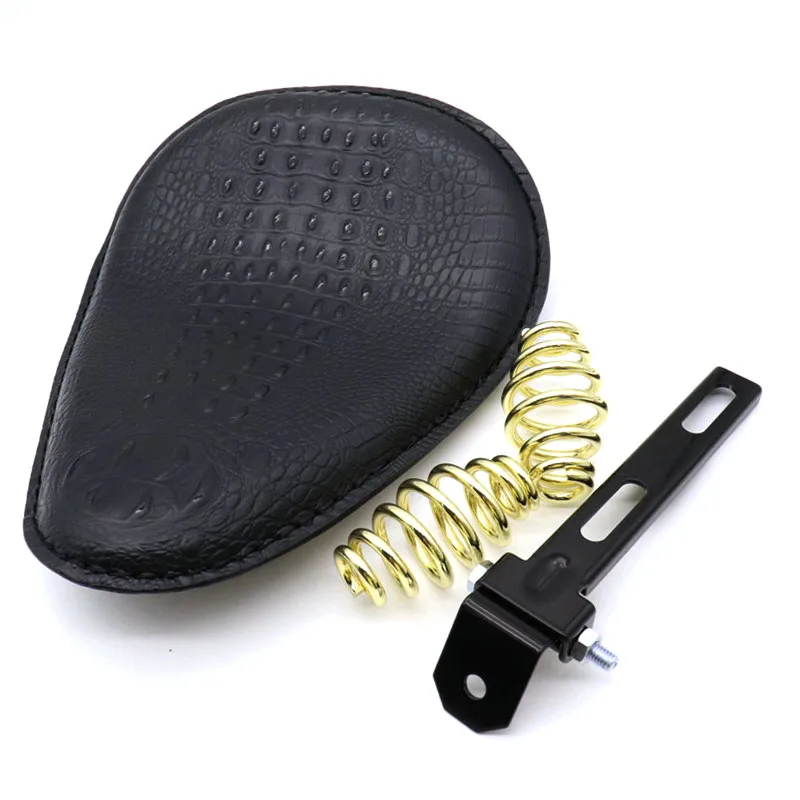 Мотоциклетное черное сиденье из крокодиловой кожи в стиле ретро + 3 дюйма