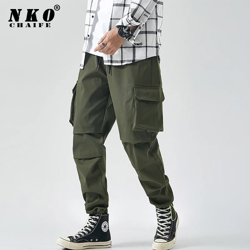 

CHAIFENKO 2021 New Cargo Pants Men Fashion Hip Hop Streetwear Multi Pocket Joggers Harem Trousers Men Casual Cotton Pants M-8XL