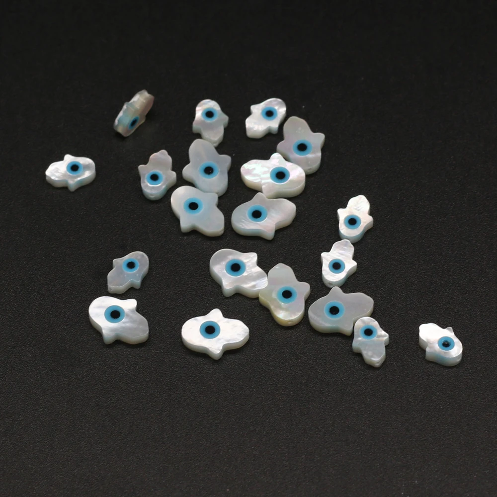 10PC Evil Eye Mop Natural Blue Shell Beads Hand Mother of Pearl Shell Beads for Women Making DIY Charm Necklace Bracelet Jewelry