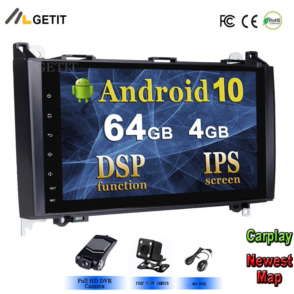 DSP чип ips 2din Android 10 gps головное устройство для Mercedes Benz B200 A B класс W169 W245 Viano Vito W639 Sprinter W906 BT Радио