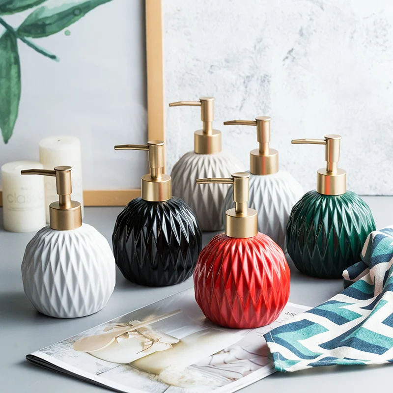 Круглый керамический диспенсер для жидкого мыла 400 мл шампуня бутылка