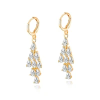 teardrop earrings elegant jewelry yellow gold filled fashion womens dangle earrings gift with clear zircon