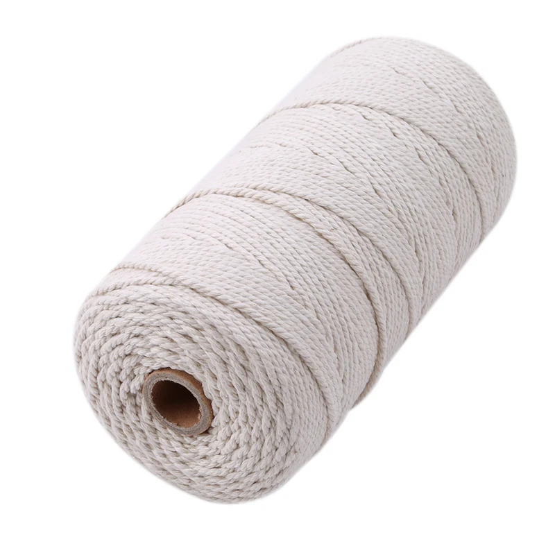 Плетеный скрученный хлопковый шнур 1 3 мм декоративная Веревка бежевый ручной