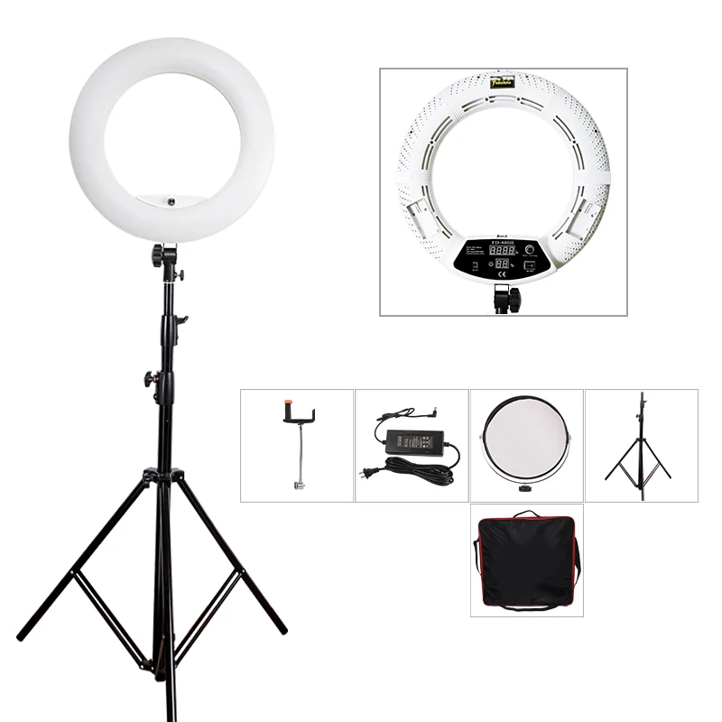 

Yidoblo White FD-480II 18" Studio Dimmable Ring Light 5500K 480 LED Video Light Lamp Photographic Lighting + Tripod (280cm)+ bag