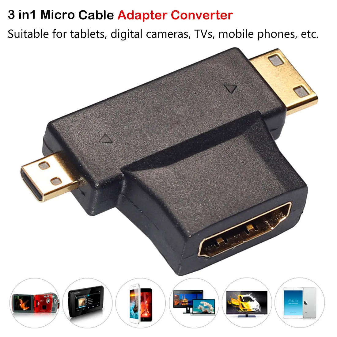 Новинка 1080P 3 в 1 HDMI-совместимый к Micro Mini штекер 4 гнездовой кабель адаптер