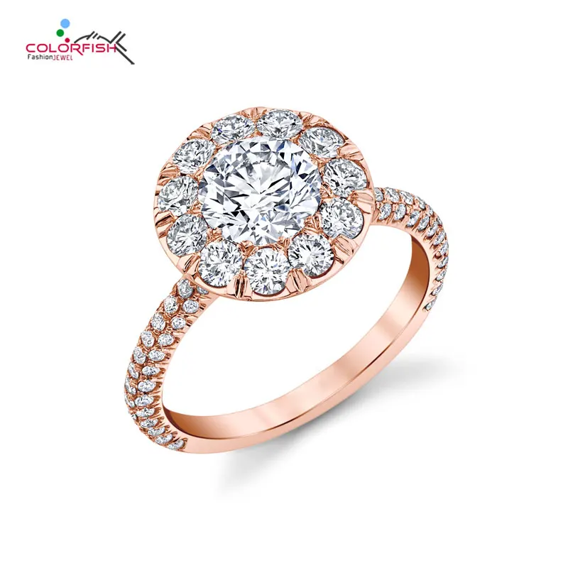 

COLORFISH одноцветное розовое золото 14K круглая огранка 1 карат муассанит годовщина свадьбы обручальное кольцо для женщин Роскошные ювелирные и...