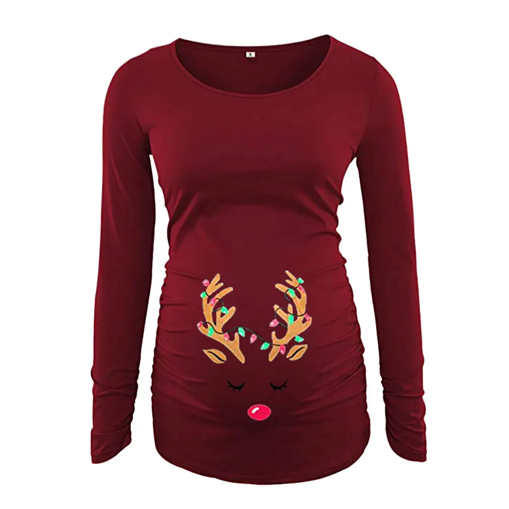 Топ с рождественским принтом для беременных топы женская одежда футболки манго