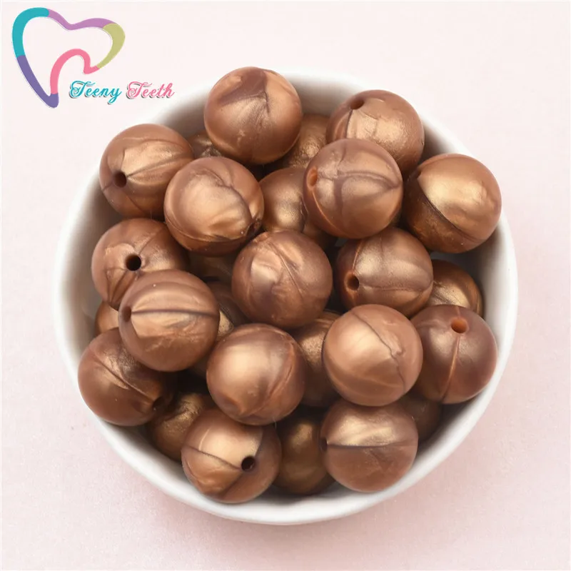 10 PCS Metallic Copper 14-17 MM Silicone Hexagon Loose Beads DIY Teething Pacifier Chain BPA Free Perle Geometrical | Украшения и