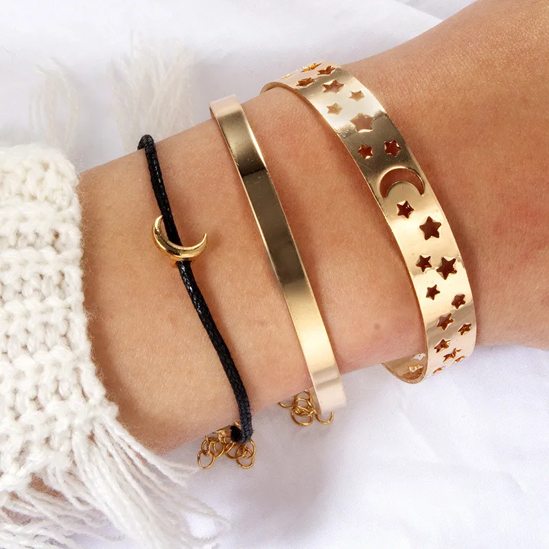 Женский многослойный браслет с полыми лунами и звездами | Украшения аксессуары