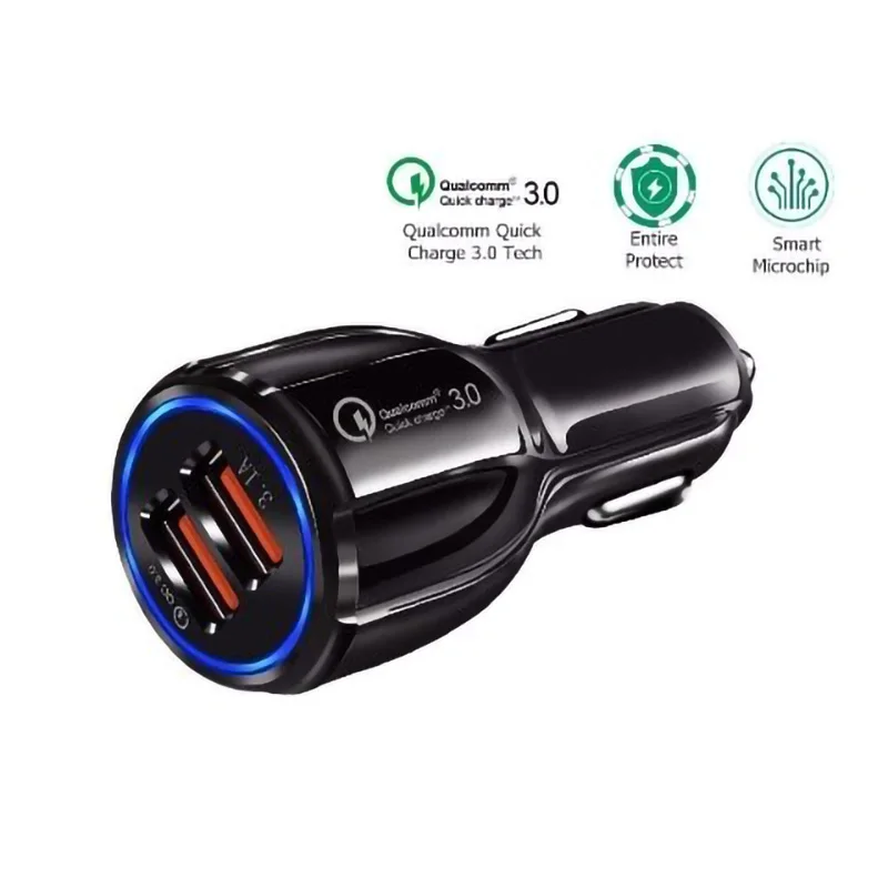 

2 Ports USB Car Quick Charger Total 6A High Current 12V-24V Fast Charging Adapter Universal QC3.0 Car Lighter Charger Adapter