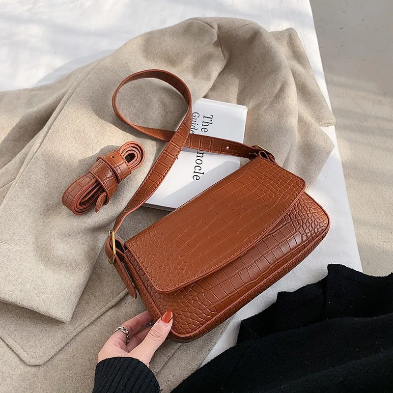 

Женская винтажная сумка через плечо с крокодиловой текстурой, Новинка лета 2021, обтягивающая сумка через плечо INS, популярная удобная сумка д...