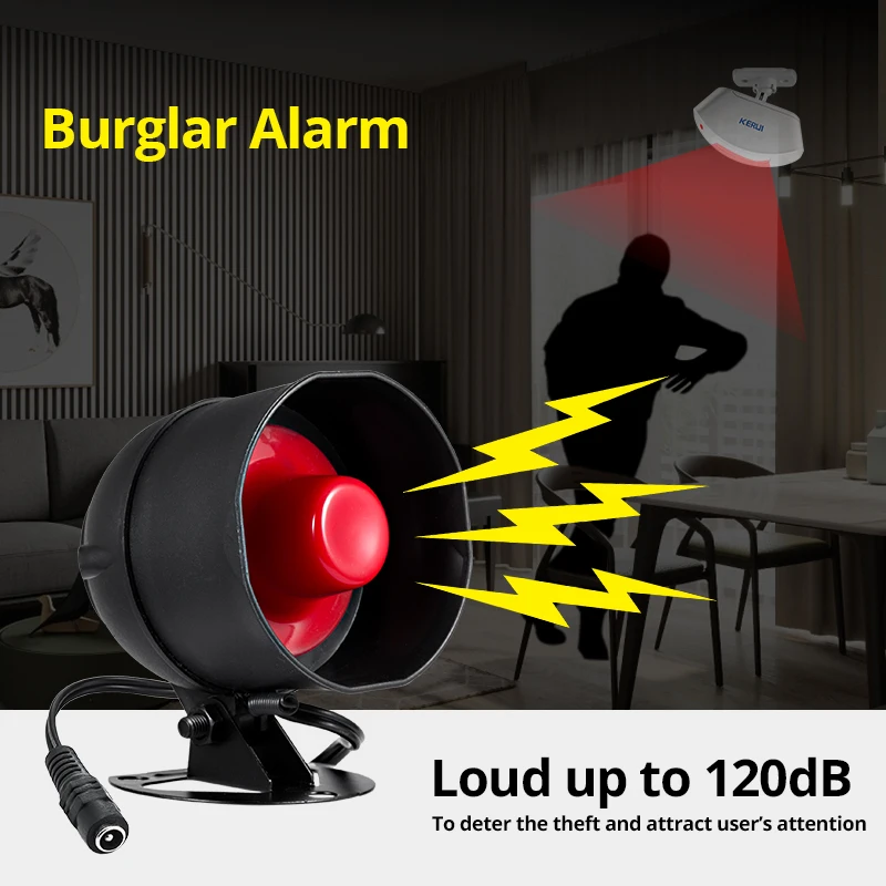

KERUI Loudly Speaker Wireless Home Security Burglar High Decibel Burglar Flash Siren Home Alarm System With Door Windows Sensor
