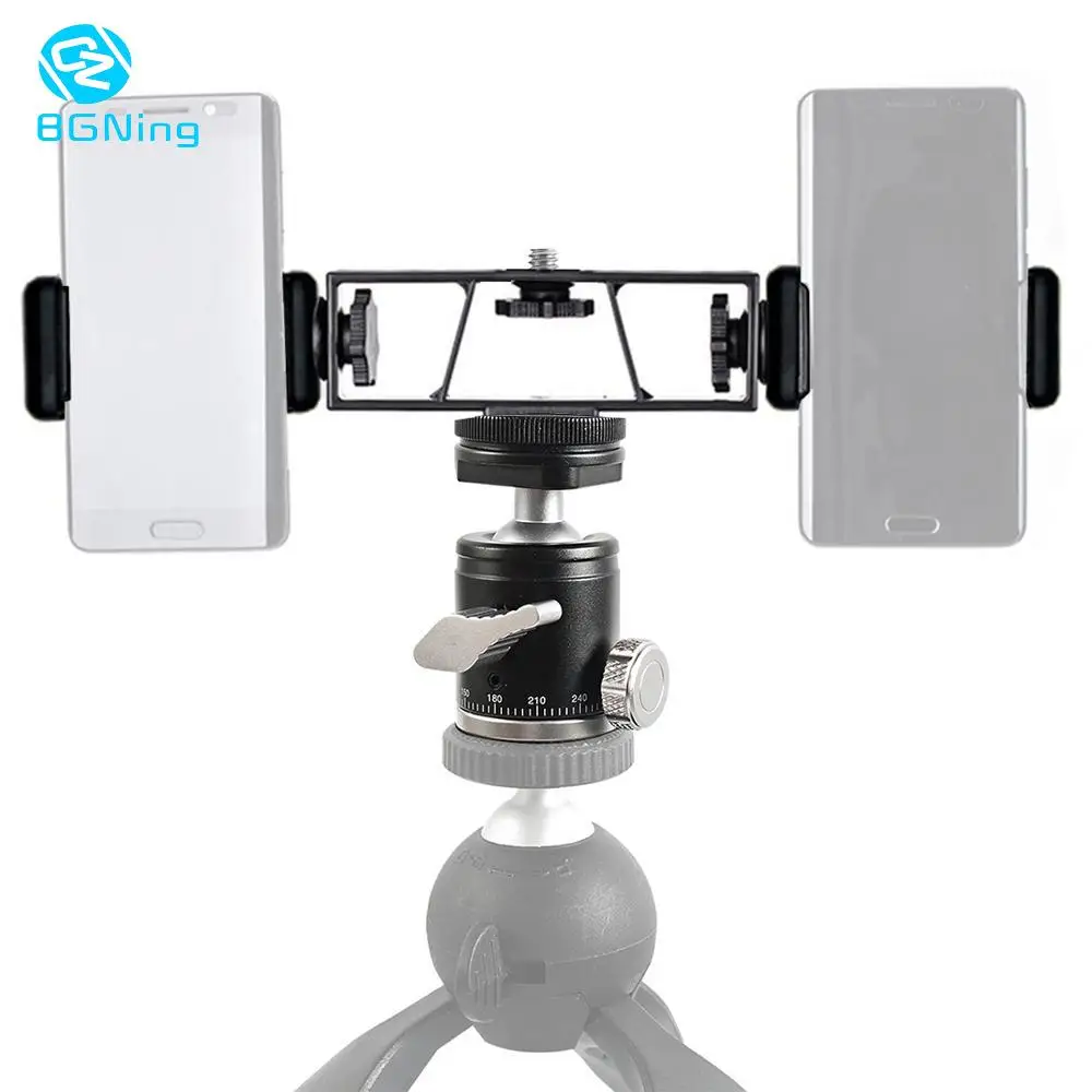

BGNing 3in1 Mobile Phone Clip Multi-angle Live Vlog Selfie Shooting Mount Bracket w/ 360degree Rotation Mini Tripod Ball Head
