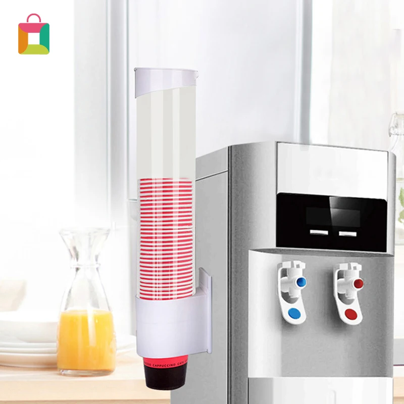 

Wall Mounted Disposable Cup Dispenser Shelf Storage Rack Large Capacity Home Office Holder Plastic Container Dustproof Automatic
