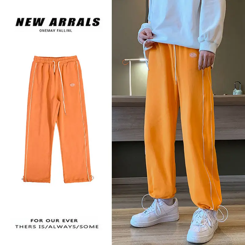

Men's trousers 2021 spring autumn new solid color terry cloth straight leg pants casual pants sports pants youth men clothing