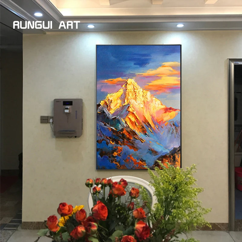 100% ручная роспись золотая гора картина маслом на холсте настенное украшение для
