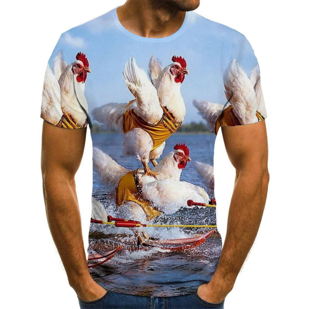 

Brand Chicken T shirt Men Animal Tshirts Casual Funny Funny T shirts Surf T-shirts 3d Mens Clothing Punk Rock Casual Tops