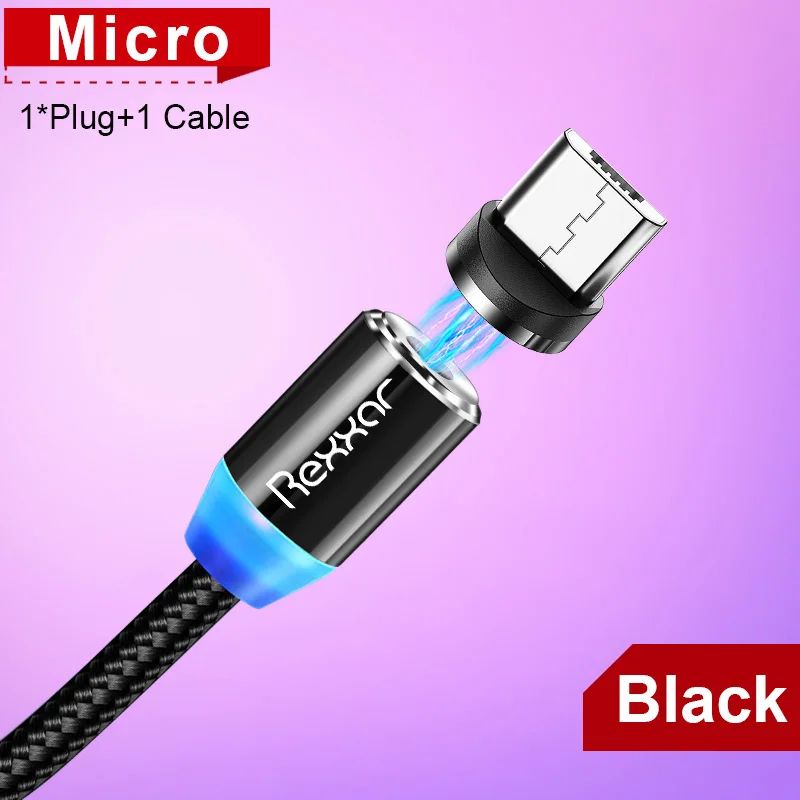 Магнитный кабель type C usb зарядный кабель Micro USB зарядное устройство для samsung Xiaomi iphone кабели для мобильных телефонов USB-C Магнитный шнур 1 м 2 м - Цвет: Black Micro USB Kit