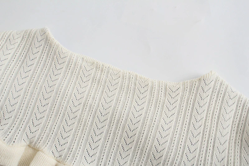 

Splend Moda 2021 Spring Summer Sweet Peter Pan Collar Knitted Women Top Fashion Edible Tree Fungus Short-Sleeve Sweater Pullover