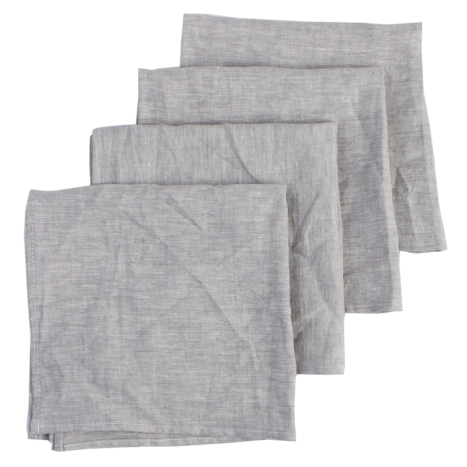 Juego de 4 servilletas de tela de lino puro franc&eacute;s, tejido duradero, lavable, transpirable, suave y reutilizable, hilo te&ntilde;ido Natural, 40x40cm-0