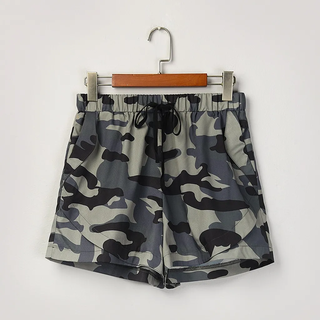 Шорты женские на шнуровке удобные повседневные с принтом эластичная талия