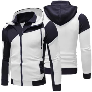 Толстовка мужская с капюшоном, Свитшот приталенный с длинным рукавом, худи на двойной молнии, кардиган, уличная одежда, осень-зима