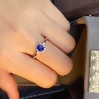 simulated topaz royal blue stone ring for woman certified silver color girl birthday gift birthstone individual charm jewelry