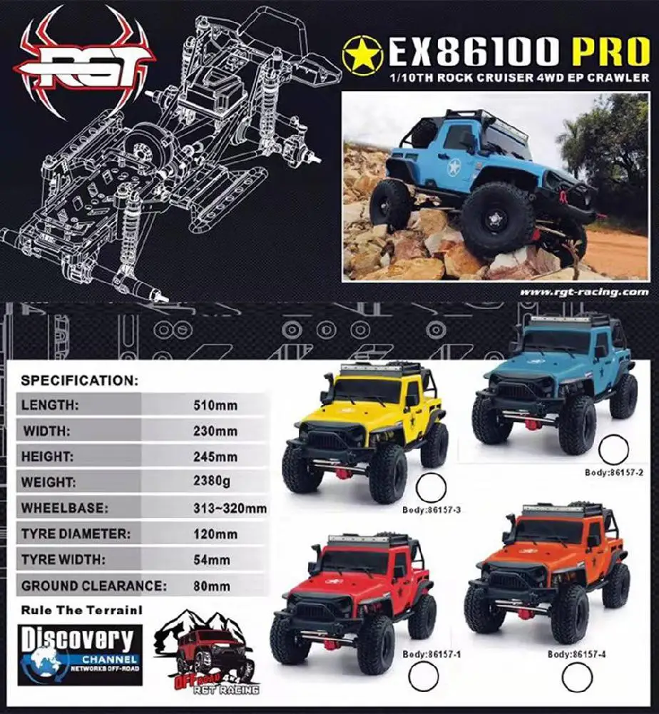EX86100 PRO Kit 1/10 2 4G 4WD RC автомобиль Электрический скалолазание гусеничный Рок без