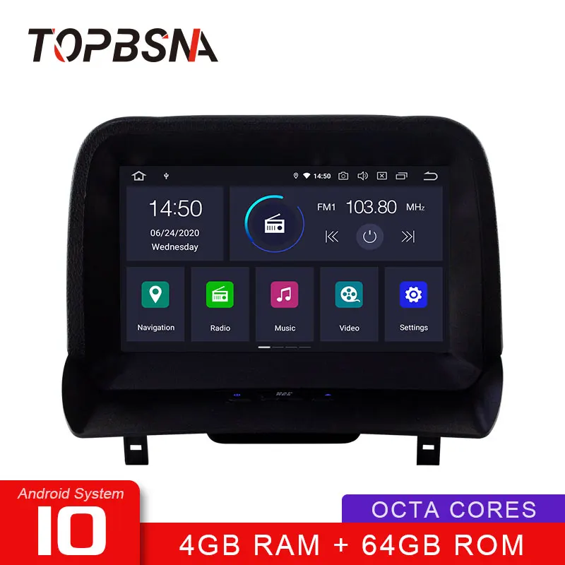 Автомагнитола TOPBSNA мультимедийный DVD-плеер на Android 10 с GPS Wi-Fi для Ford Tourneo Courier 2014 2015
