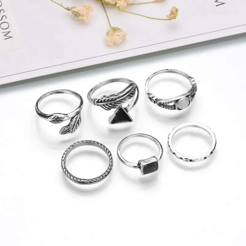 Набор из шести предметов в стиле ретро кольцо с черной стрелкой индивидуальное