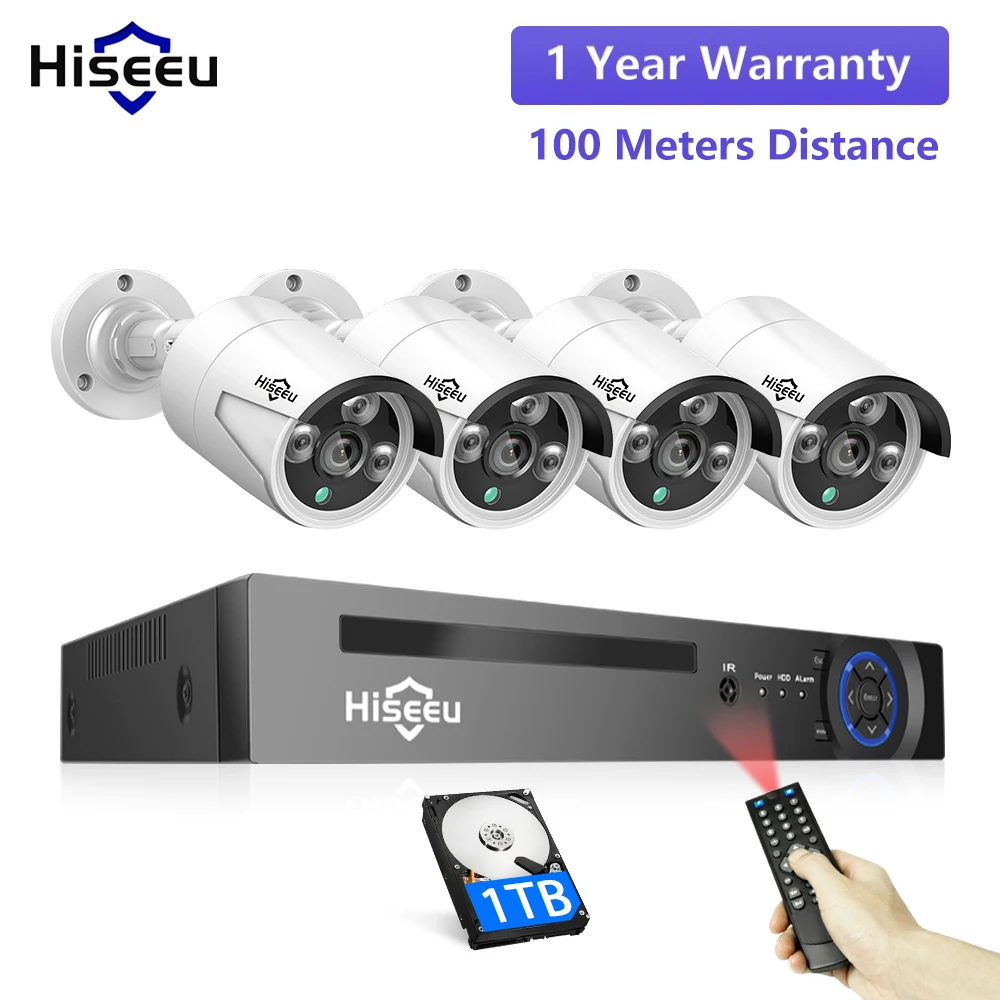 Hiseeu H.265 8CH 5MP POE охранная Камера видеонаблюдения система Комплект AI распознавание лица аудио запись IP камера ИК CCTV видео NVR набор|Система наблюдения| | АлиЭкспресс