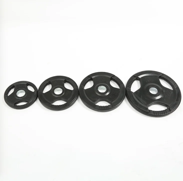 

15kg 50mm Three grasping hole rubberized barbell piece Austrian bar counterweight piece rubberized cast iron piece gym