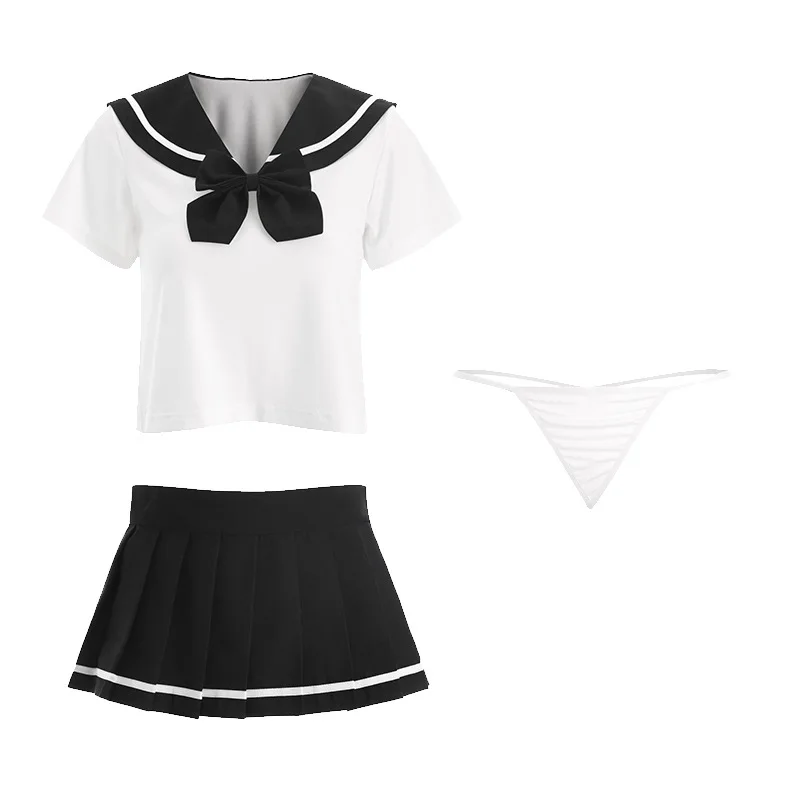 

2021 Fun Lingerie Maiden Bow Cute Student JK Uniform Sexy Sailor Suit Role Play Underwear White Chemise Japanese-style New G5U2