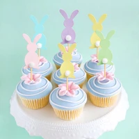5pcs cute rabbit cake toppers easter ornament easter festival supplies birthday party favors bunny theme easter decor supplies