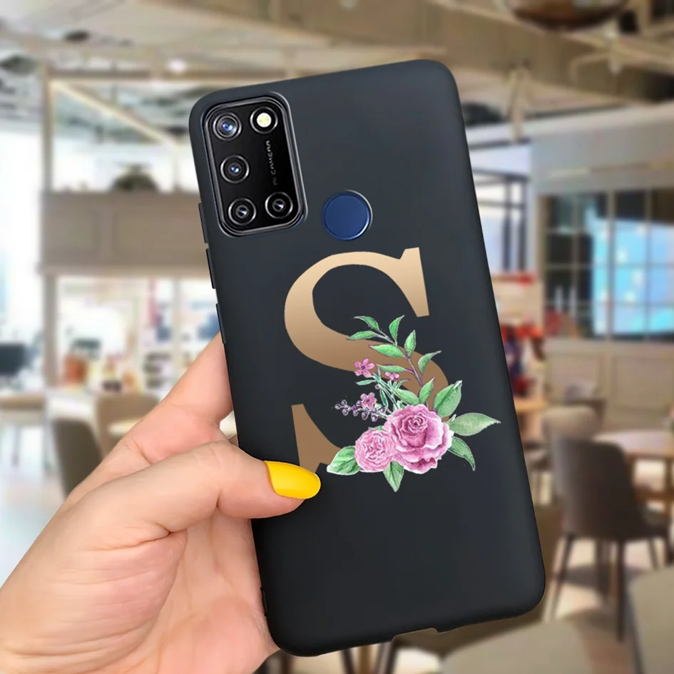 For Realme 7i RMX2193 Case Luxury Initials Letters Soft Silicon Back Cover OPPO C17 Realme7i RMX2103 Phone Cases | Мобильные