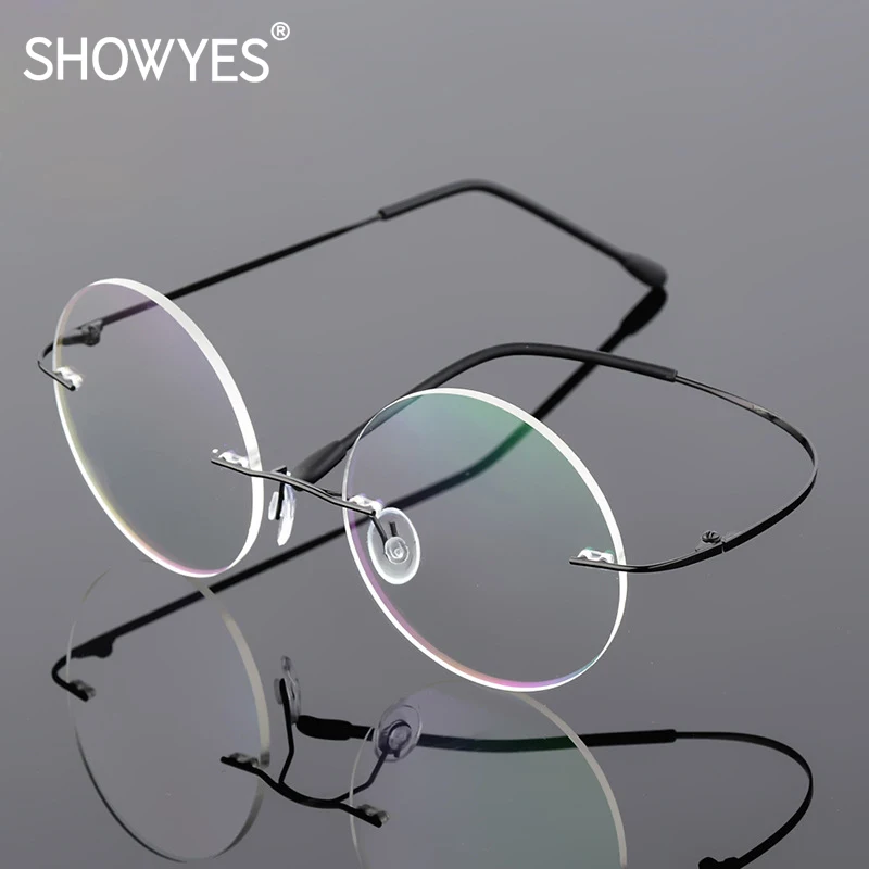Оправа для очков без оправы мужчин и женщин винтажная Ультралегкая Круглые по